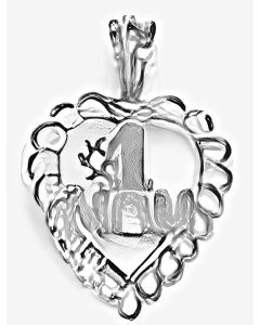 Silver "#1 Mom" Heart Pendant