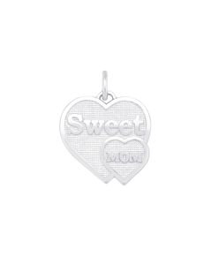 Silver Double Heart "Sweet Mom" Charm