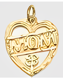 10K Yellow Gold Four Leaf Clover Heart "Mom" Charm