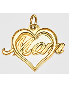10K Yellow Gold Heart "Mom" Charm