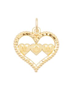 10K Yellow Gold Fancy "Mom" Charm Pendant