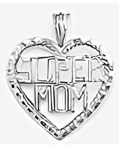 Silver "Super Mom" Heart Pendant