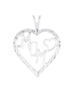 Silver Double Heart "Mom" Pendant