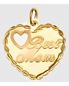 10K Yellow Gold Double Heart "Best Mom" Charm