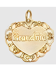 10K Yellow Gold Elegant "Grandma" Heart Charm