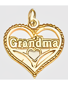 10K Yellow Gold "Grandma" Heart Pendant