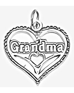 10K White Gold "Grandma" Heart Pendant