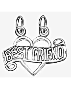 Silver Breakable Heart "Best Friend" Charm