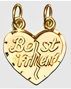 10K Yellow Gold Breakable Heart "Best Friend" Charm