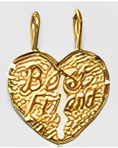 10K Yellow Gold Breakable Heart "Best Friend" Pendant
