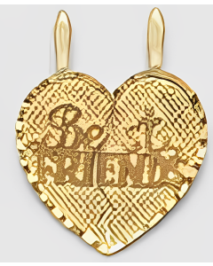 10K Yellow Gold Breakable Heart "Best Friends" Pendant