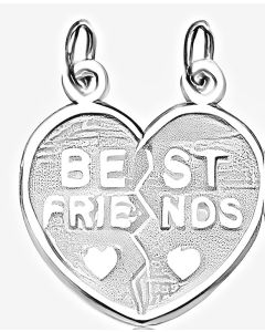 Silver Breakable Heart "Best Friends" Charm