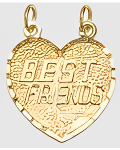 10K Yellow Gold Breakable Heart "Best Friends" Charm