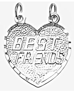 Silver Breakable Heart "Best Friends" Charm
