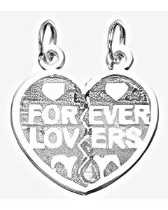 Silver Breakable Heart "Forever Lovers" Charm