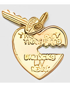 10K Yellow Gold Heart "The Key That Fits Unlocks My Heart" Charm