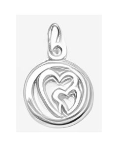 Silver Mini Double Heart in a Circle Charm