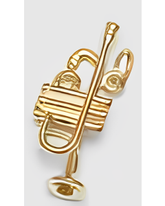 10K Yellow Gold 3D Trumpet Charm
