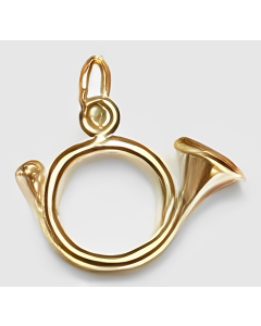 10K Yellow Gold 3D French Horn Charm