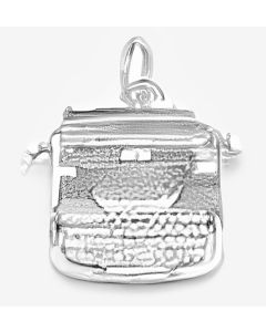 Silver 3D Typewriter Charm