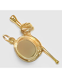 10K Yellow Gold 3D Top Hat & Cane Charm