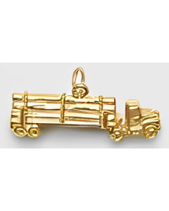 10K Yellow Gold 3D Logging Truck Charm