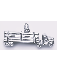 Silver 3D Logging Truck Charm