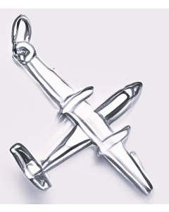 Silver 3D Dash 8 Airplane Charm