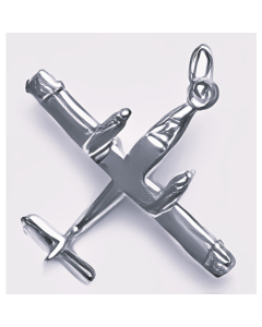 Silver 3D Piper Aztec Airplane Charm