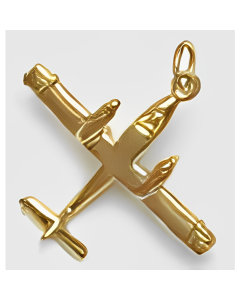 10K Yellow Gold 3D Piper Aztec Airplane Charm