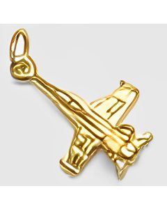 10K Yellow Gold 3D Fighter Jet Charm