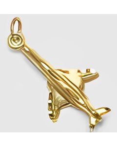 10K Yellow Gold 3D Fighter Jet Charm