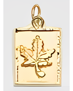 10K Yellow Gold Rectangular Maple Leaf Pendant