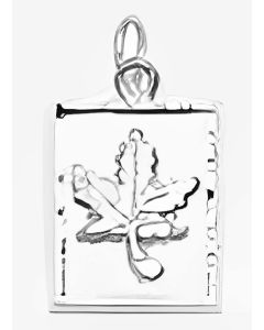 Silver Rectangular Maple Leaf Charm