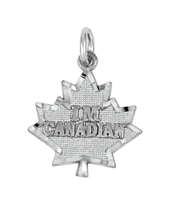 Silver "I Am Canadian" in Maple Leaf Charm