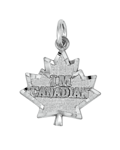 10K White Gold "I Am Canadian" in Maple Leaf Charm