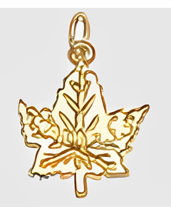 10K Yellow Gold "Halifax" Maple Leaf Charm