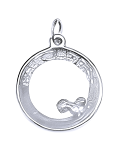 Silver Round Whitehorse Charm