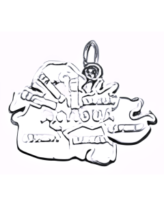 Silver Map of Antigua Charm
