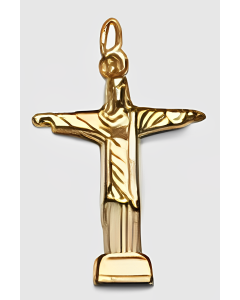 10K Yellow Gold 3D Brazilian Statue of Christ Charm