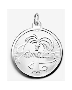 Silver Round Jamaica Charm