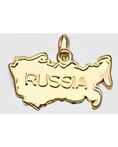 10K Yellow Gold Russia Map Charm