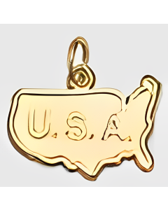 10K Yellow Gold Map of USA Charm