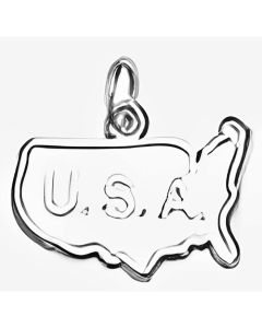 Silver Map of USA Charm