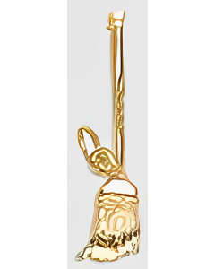 10K Yellow Gold 3D Witch's Broom Pendant