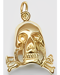 10K Yellow Gold Skull & Bones Pendant