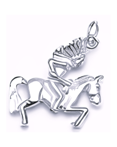 Silver 3D Native Indian Chief with Horse Pendant