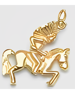 10K Yellow Gold 3D Native Indian Chief with Horse Charm