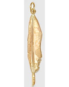 10K Yellow Gold 3D Feather Charm