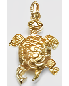 10K Yellow Gold 3D Turtle Charm